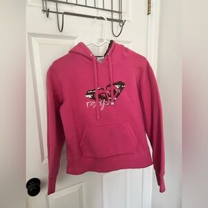 Vintage Women’s Y2K Roxy Pink Pullover Sweatshirt Hoodie Surfer Girl Beach